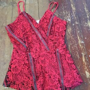 Red lace tank top
